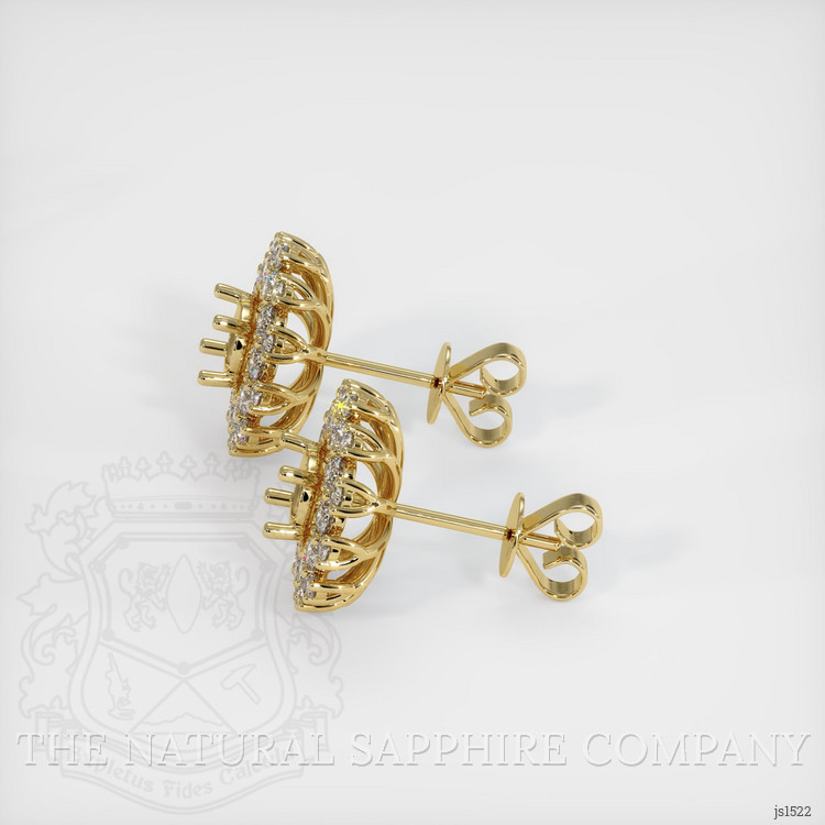 14K Yellow Gold Halo Earring Setting