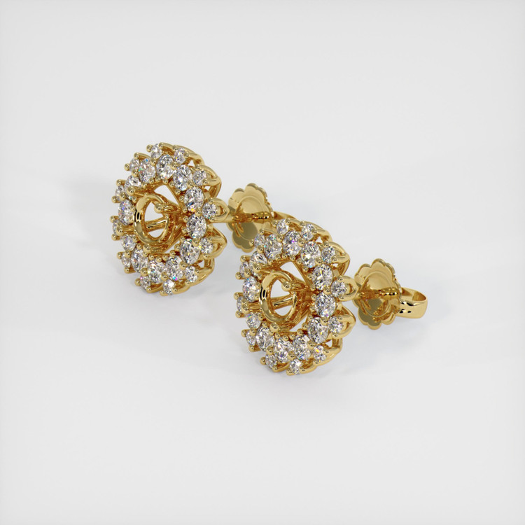 18K Yellow Gold Halo Earring Setting