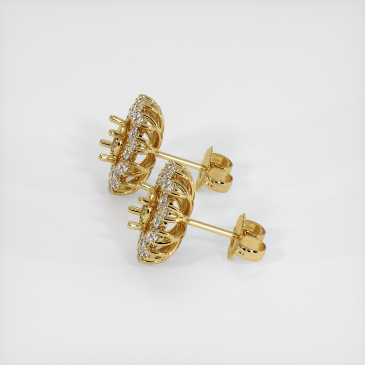18K Yellow Gold Halo Earring Setting