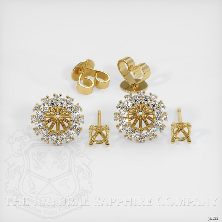 18K Yellow Gold Halo Earring Setting