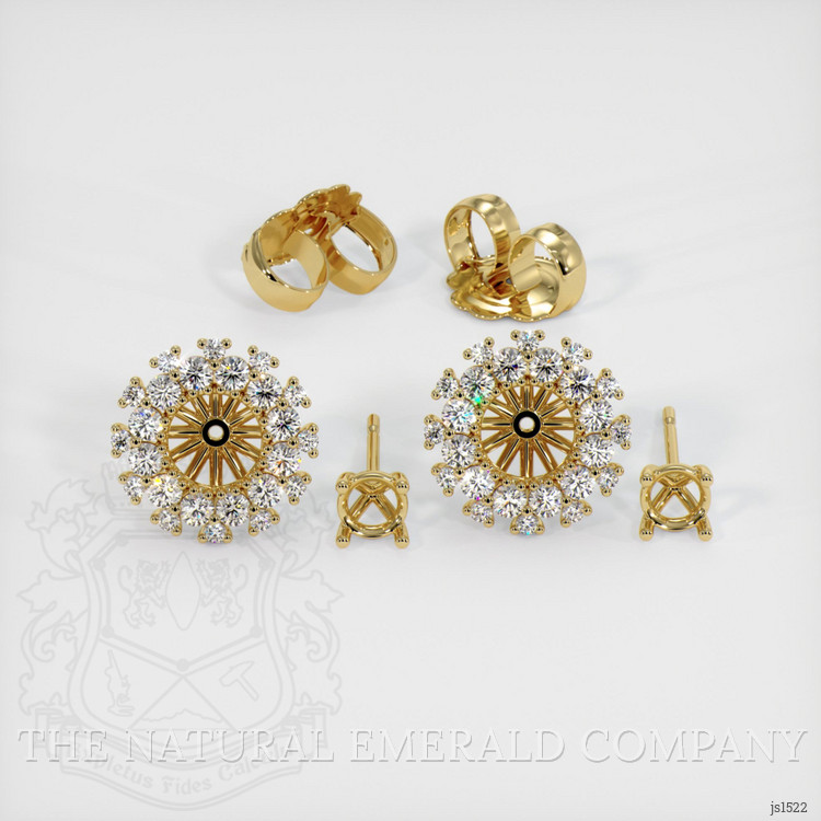 18K Yellow Gold Halo Earring Setting