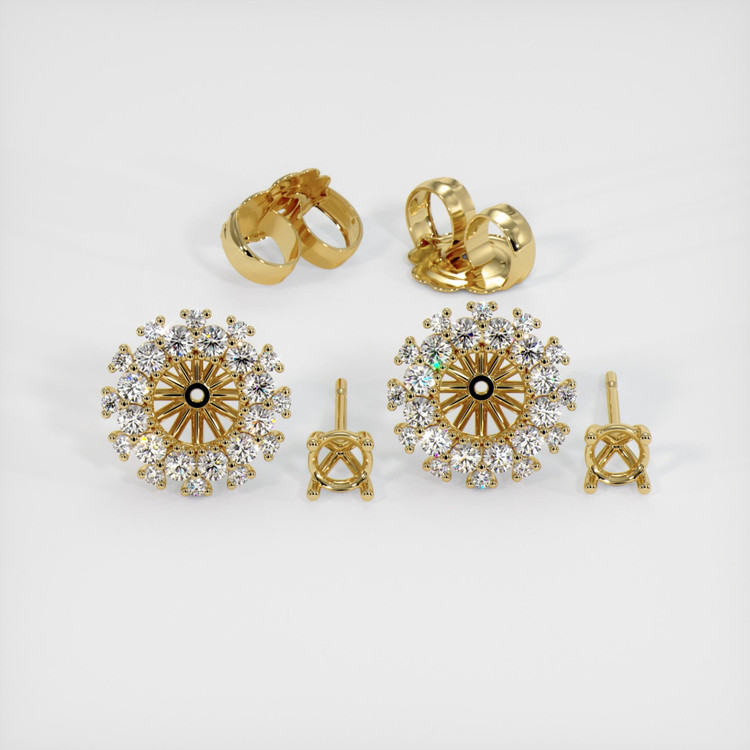 18K Yellow Gold Halo Earring Setting