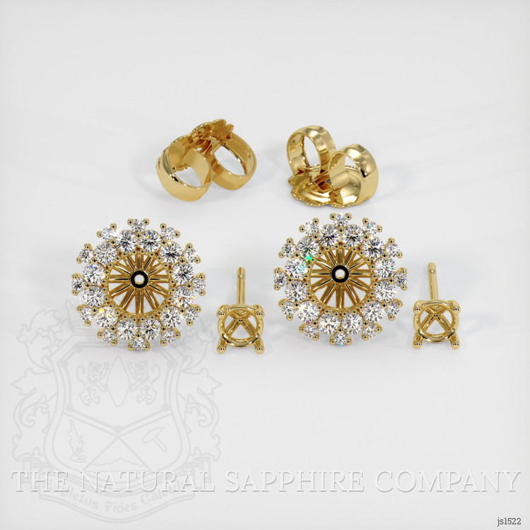 18K Yellow Gold Halo Earring Setting