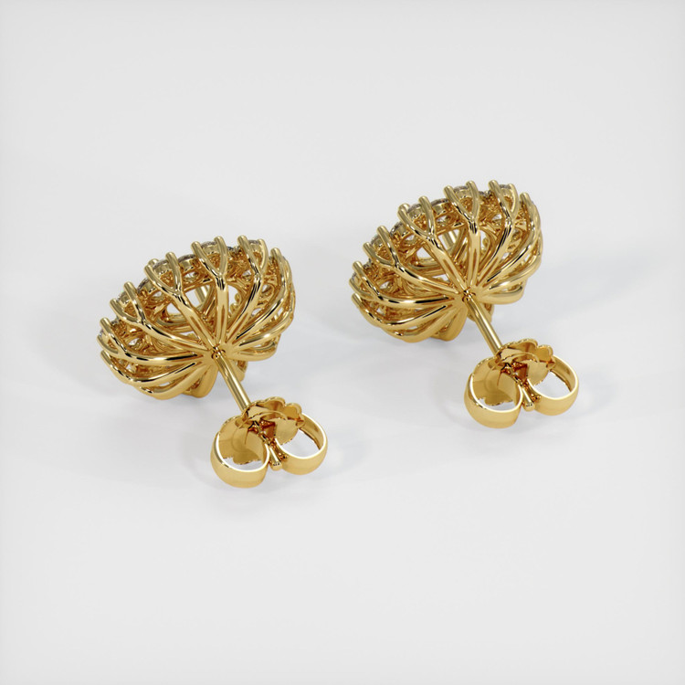 18K Yellow Gold Halo Earring Setting