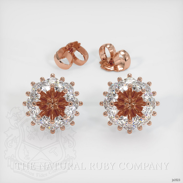 14K Rose Gold Halo Earring Setting