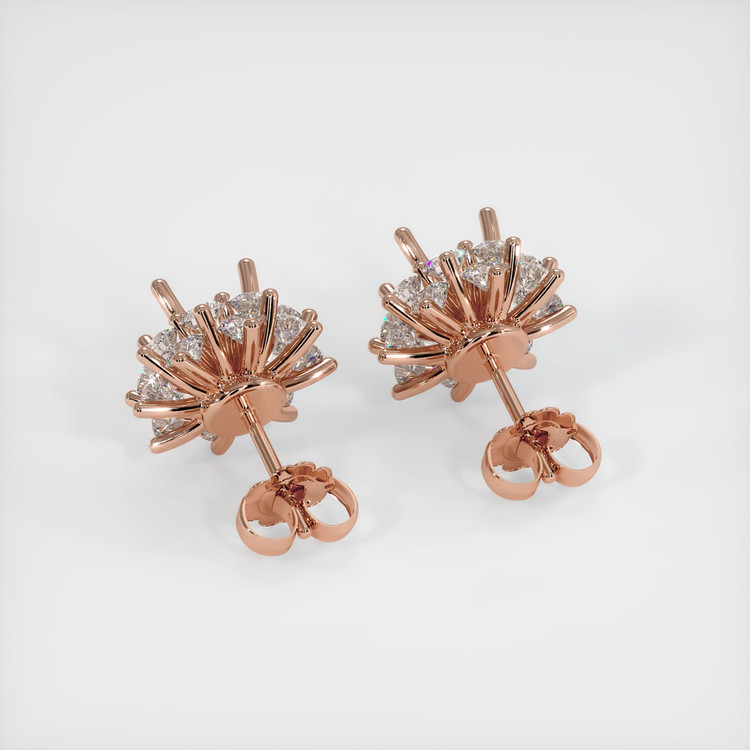 14K Rose Gold Halo Earring Setting