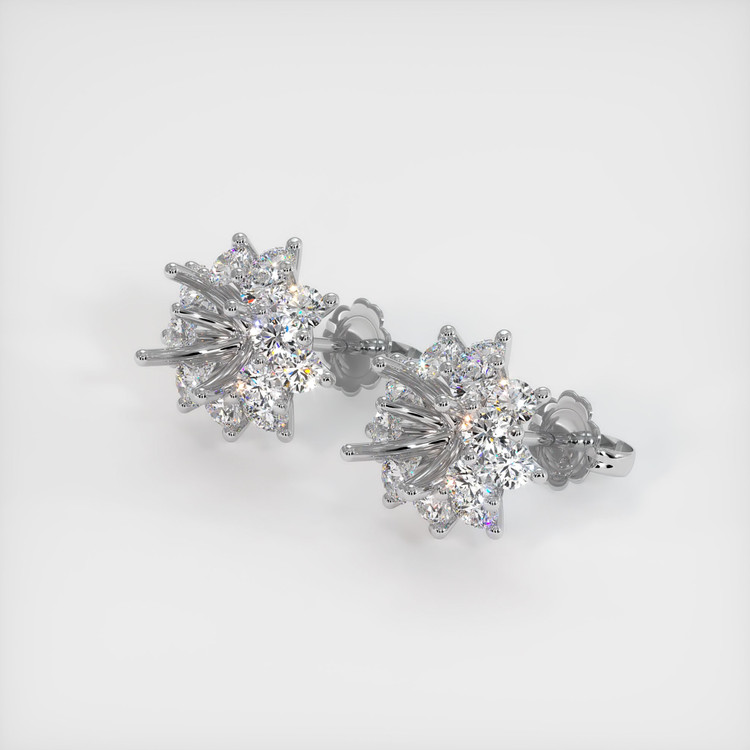 14K White Gold Halo Earring Setting