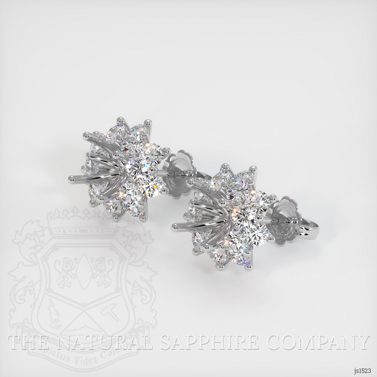 18K White Gold Halo Earring Setting
