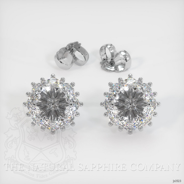 18K White Gold Halo Earring Setting