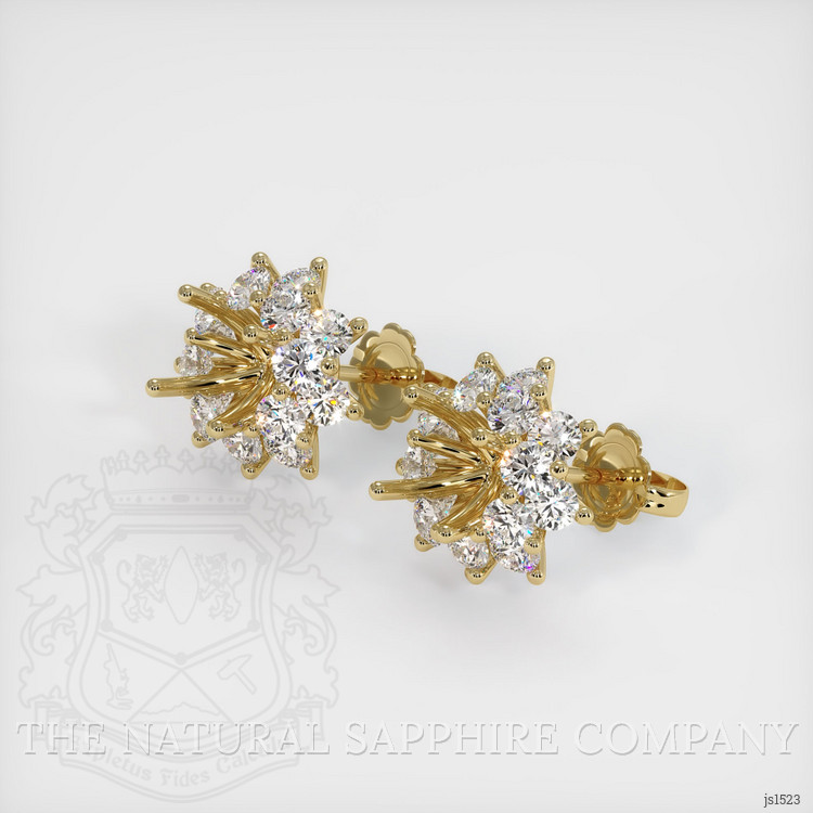 14K Yellow Gold Halo Earring Setting
