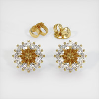 18K Yellow Gold Halo Earring Setting Image