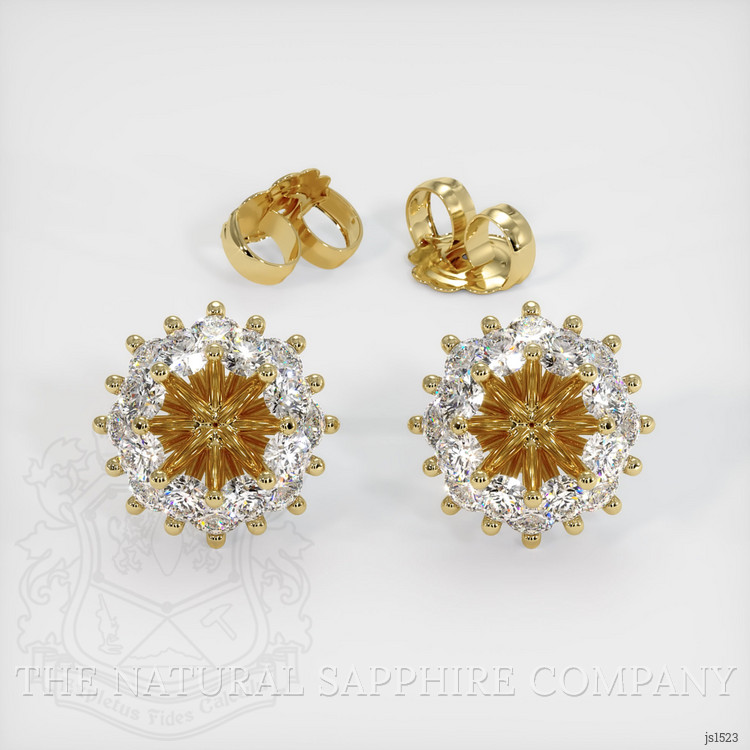 18K Yellow Gold Halo Earring Setting