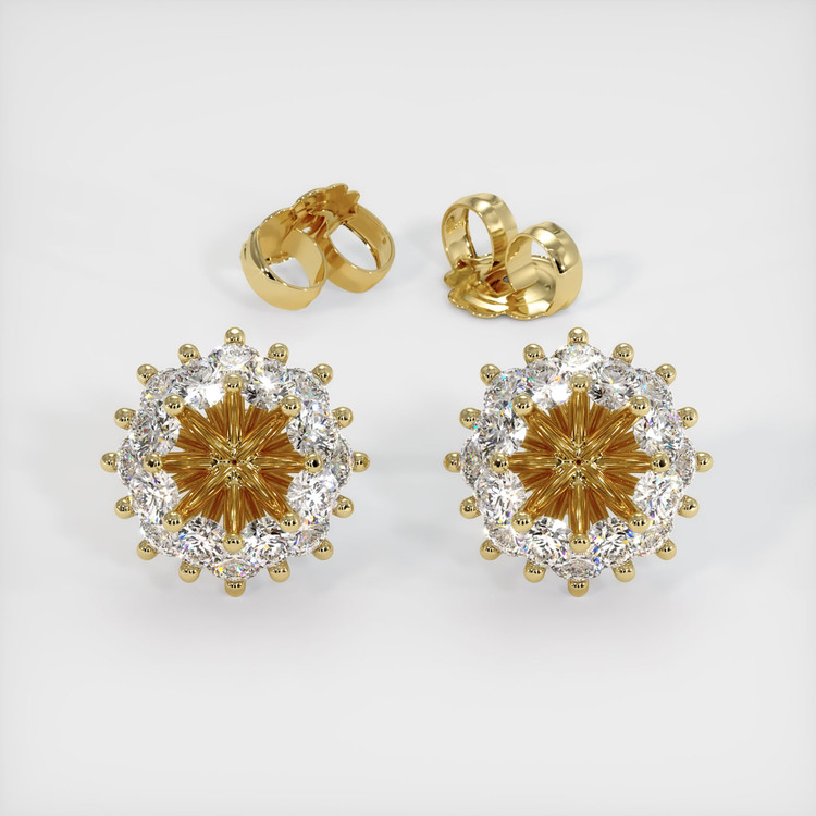 18K Yellow Gold Halo Earring Setting