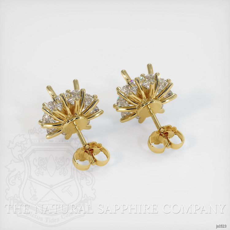 18K Yellow Gold Halo Earring Setting