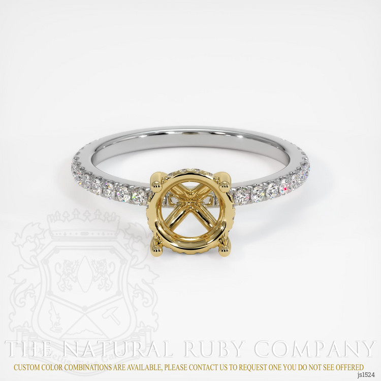 14K Yellow & White Pave Ring Setting