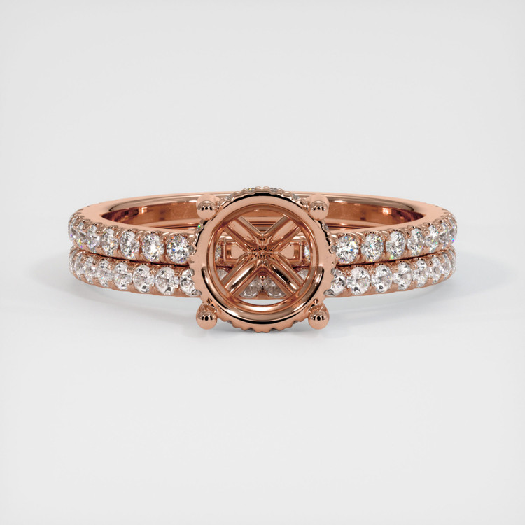 14K Rose Gold Pave Ring Setting