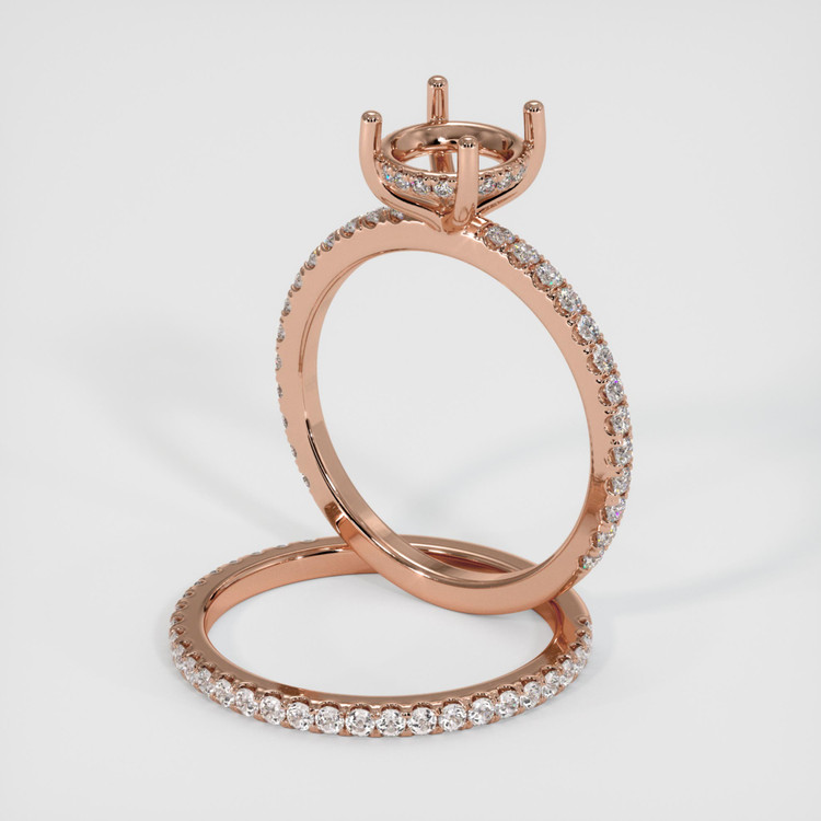 14K Rose Gold Pave Ring Setting