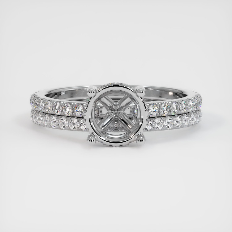 14K White Gold Pave Ring Setting