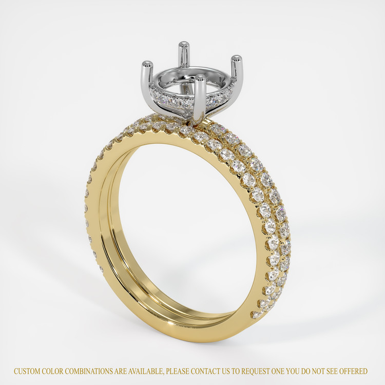 14K White & Yellow Pave Ring Setting