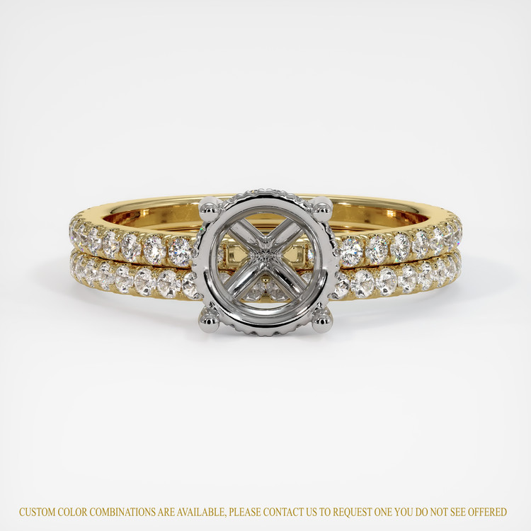 14K White & Yellow Pave Ring Setting