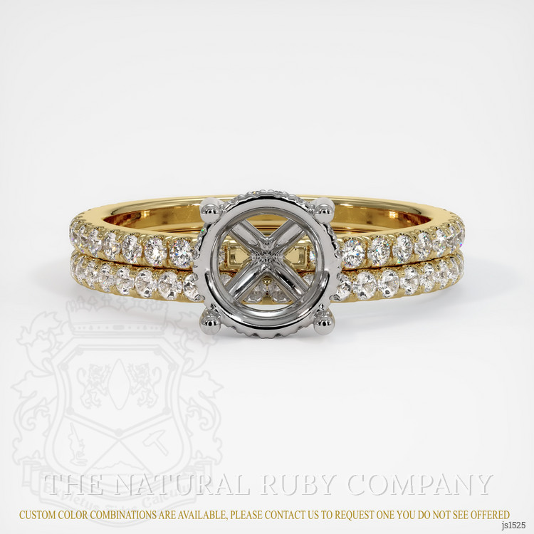 14K White & Yellow Pave Ring Setting