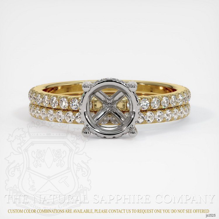 14K White & Yellow Pave Ring Setting