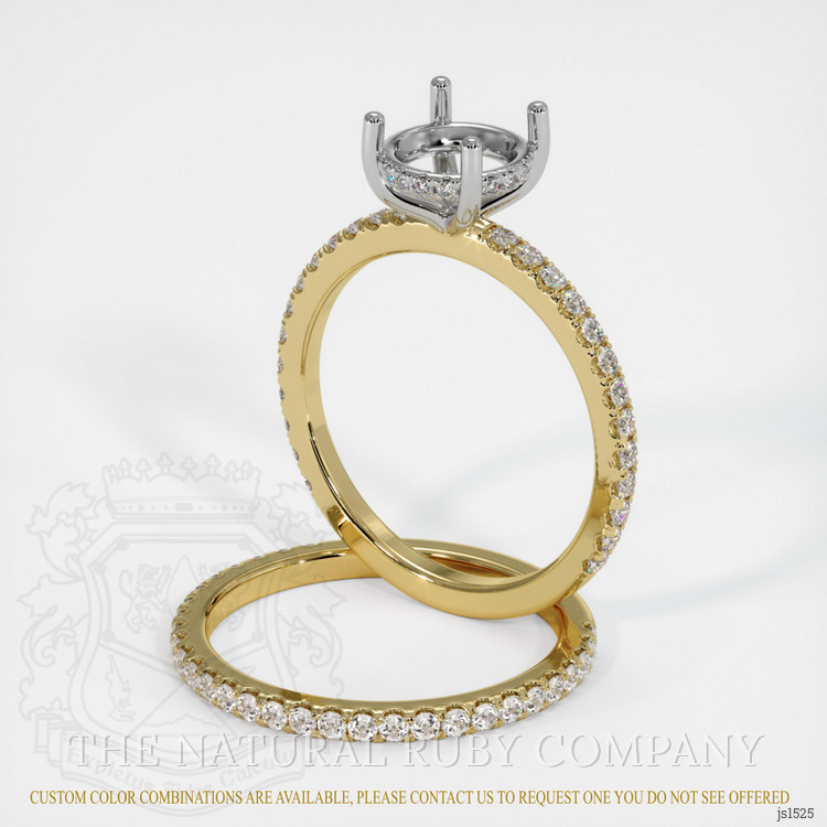 14K White & Yellow Pave Ring Setting