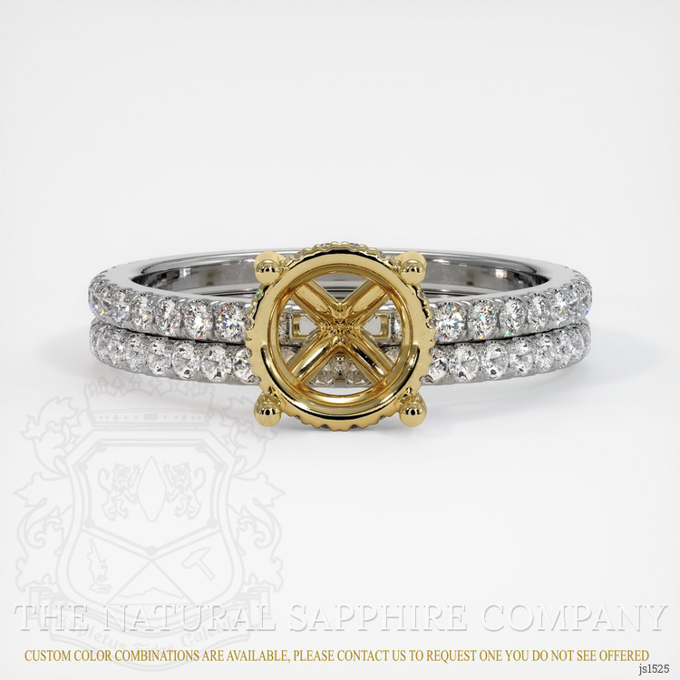 14K Yellow & White Pave Ring Setting