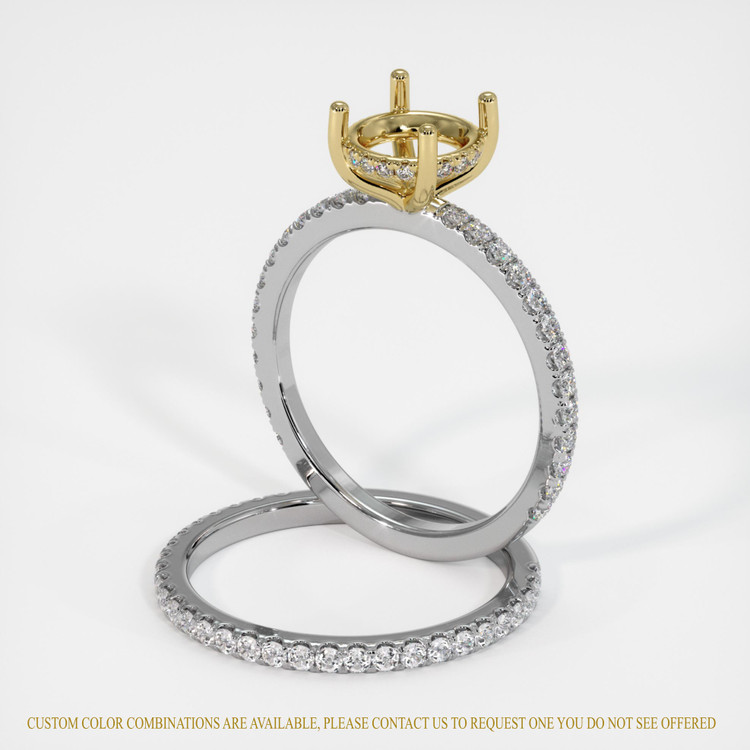 14K Yellow & White Pave Ring Setting