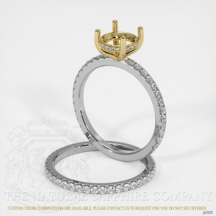 14K Yellow & White Pave Ring Setting