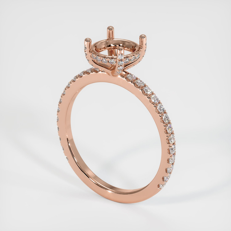 14K Rose Gold Pave Ring Setting