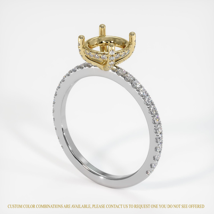 14K Yellow & White Pave Ring Setting