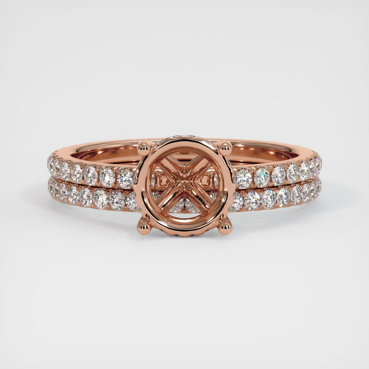 14K Rose Gold Pave Ring Setting