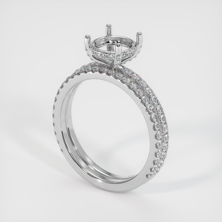 14K White Gold Pave Ring Setting