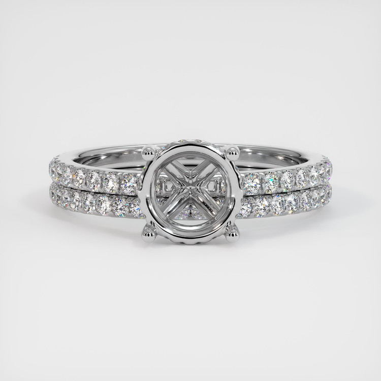 14K White Gold Pave Ring Setting