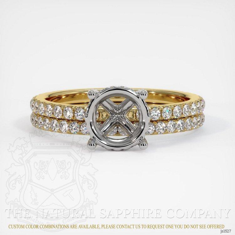 14K White & Yellow Pave Ring Setting