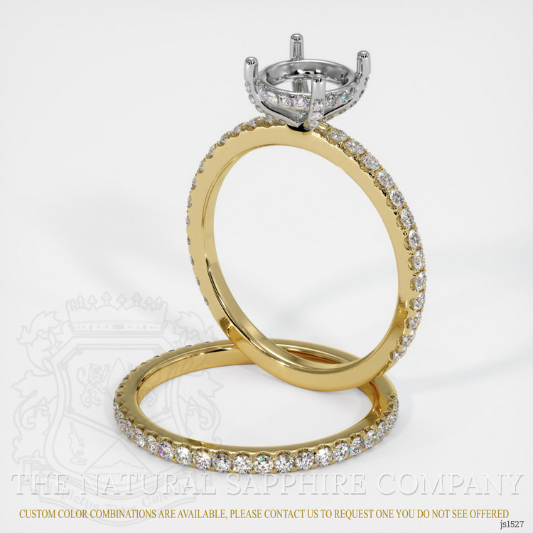 14K White & Yellow Pave Ring Setting