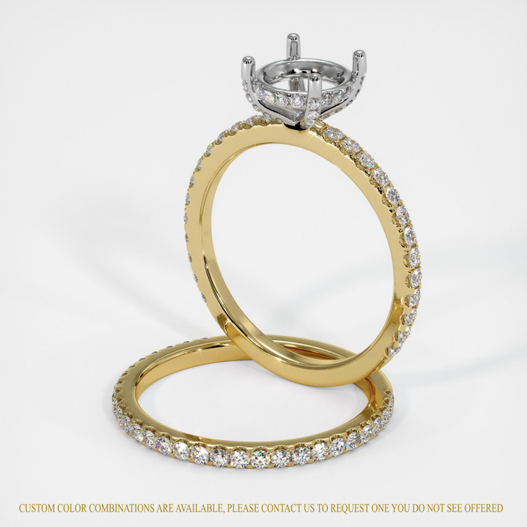 18K White & Yellow Pave Ring Setting