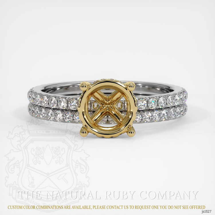 14K Yellow & White Pave Ring Setting