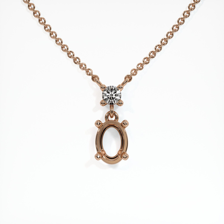 14K Rose Gold Accent Stones Necklace Setting