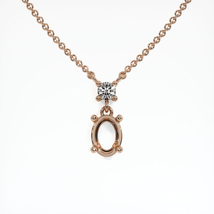 14K Rose Gold Accent Stones Necklace Setting