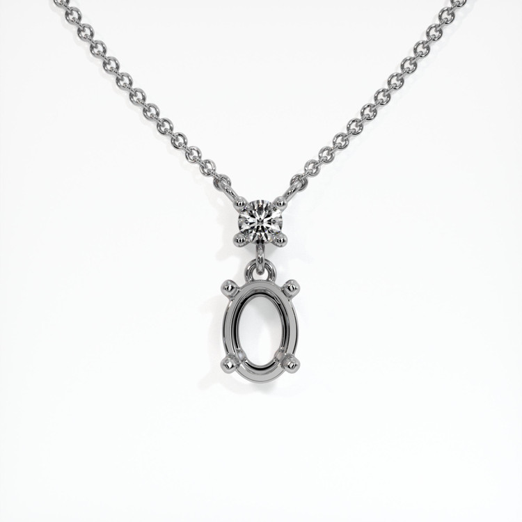 14K White Gold Accent Stones Necklace Setting