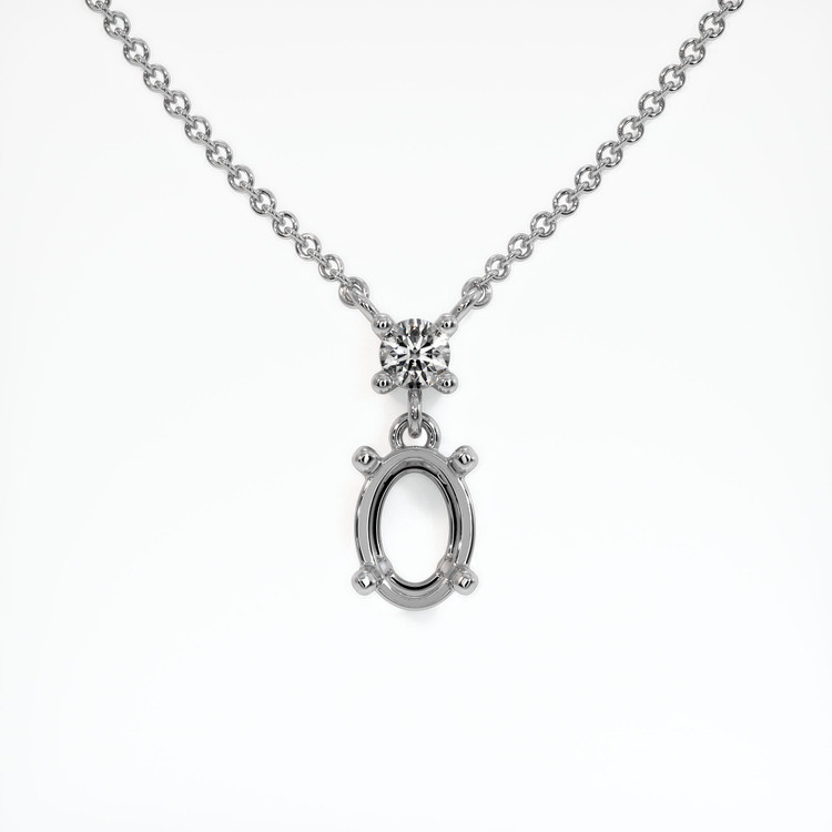 14K White Gold Accent Stones Necklace Setting