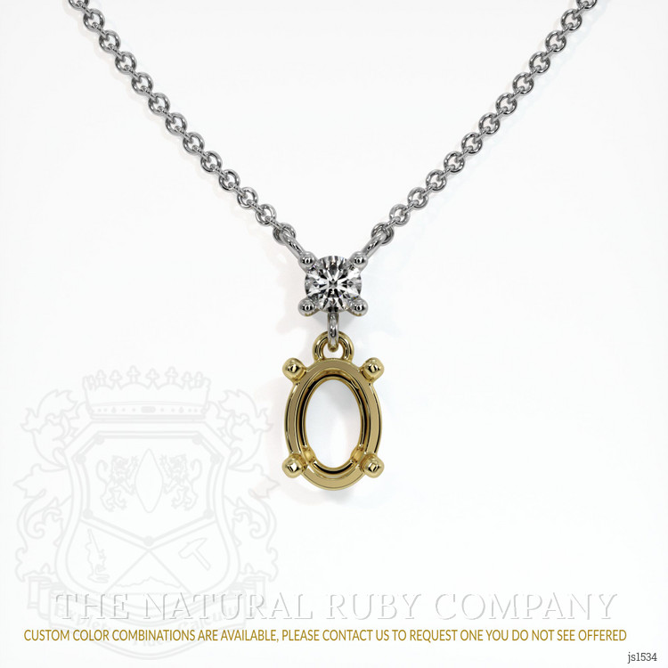 14K Yellow & White Accent Stones Necklace Setting