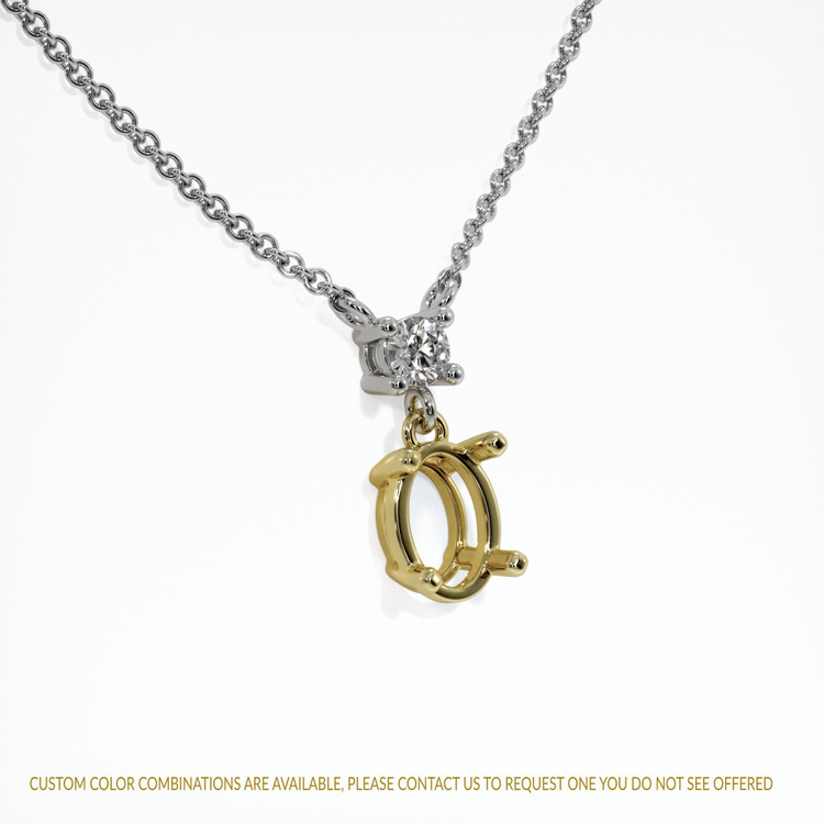 14K Yellow & White Accent Stones Necklace Setting