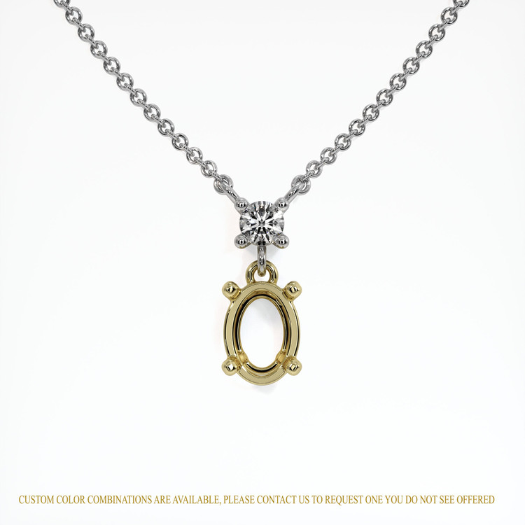 14K Yellow & White Accent Stones Necklace Setting