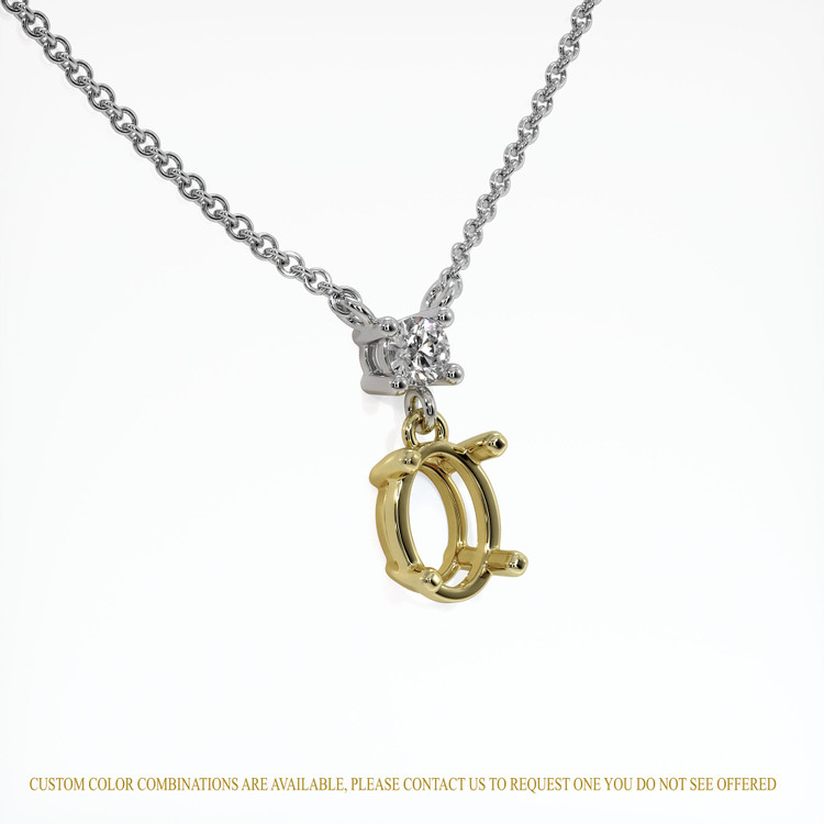 14K Yellow & White Accent Stones Necklace Setting