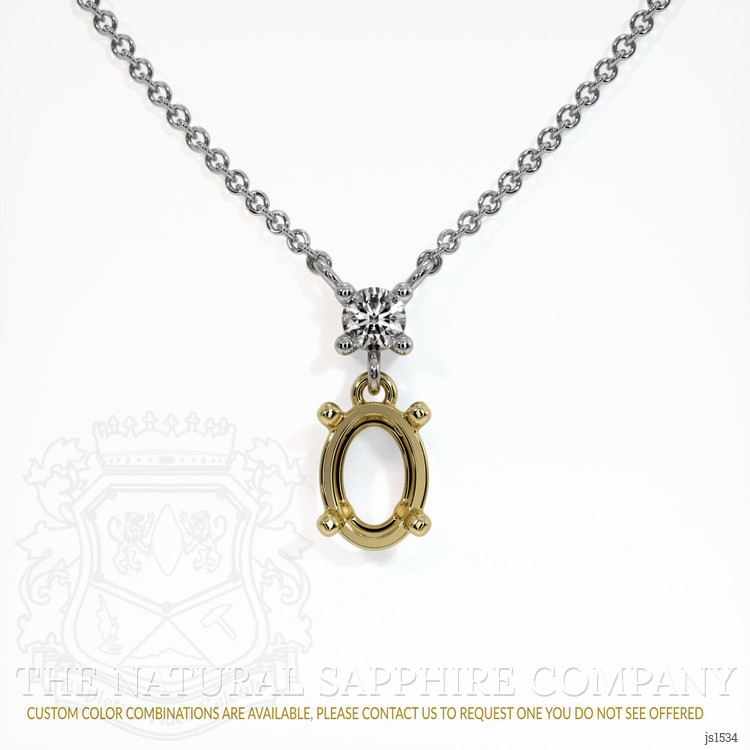 18K Yellow & White Accent Stones Necklace Setting