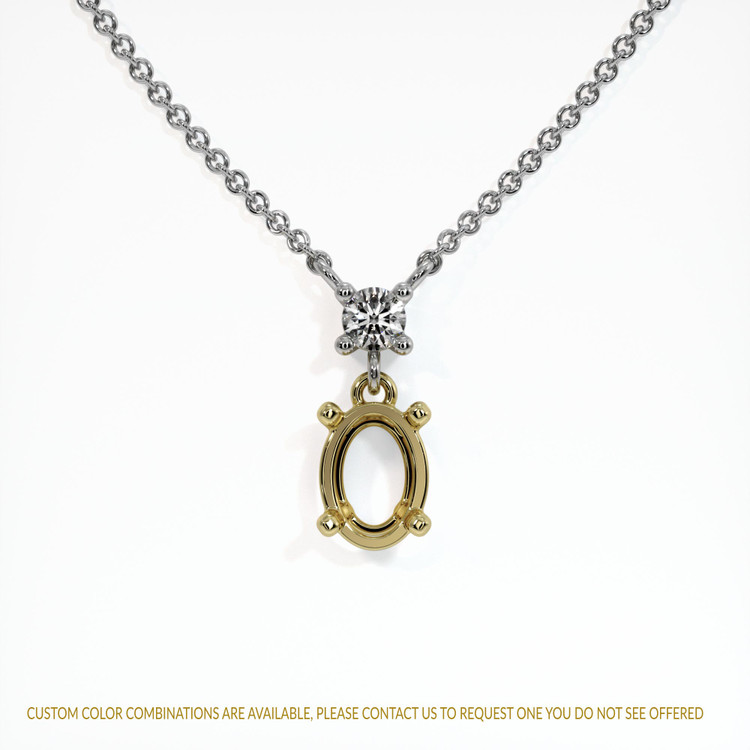 18K Yellow & White Accent Stones Necklace Setting