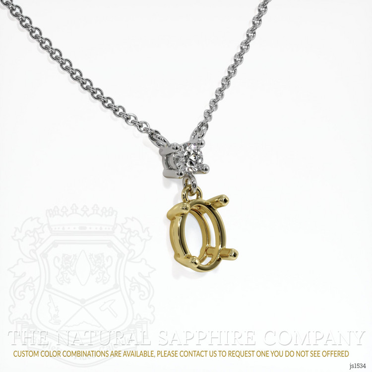 18K Yellow & White Accent Stones Necklace Setting